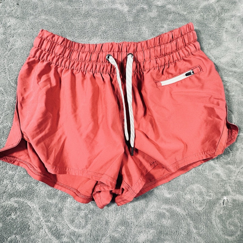 Vuori Womens Clementine Shorts 2" Running Coral Pink Zip Pocket Flowy No Liner